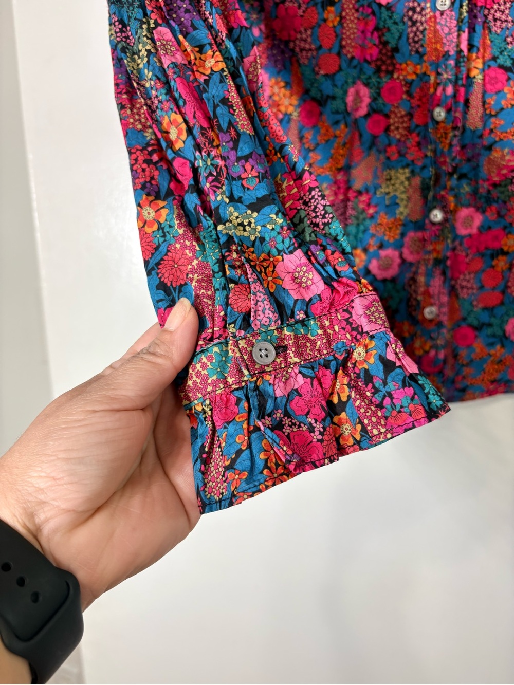 J.Crew Liberty London Ciara Floral Print Button Down Ruffle Collar Top Sz M - Picture 5 of 12